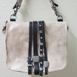 A.S.98 Beige Dust Leather Shoulder Handbag